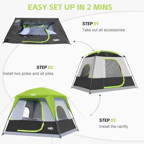 Image of UNP 2 /4 /6 /8 Person Tent, Portable Cabin Tent, Camping Tent 4-Person Easy Set Up, Waterproof with Top Rainfly for Outdoor Camping /Hiking