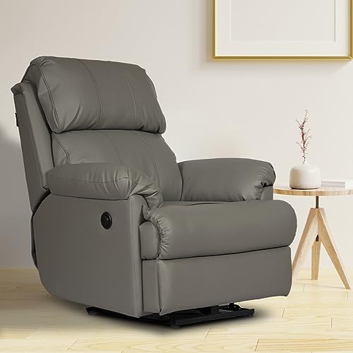 Image of Recliners India Single Power Seater Recliner Sofa | 765 /369 Power Recliner Chair | Cushion Armrest | Living Room Recliner Sofa | 1-Year Manufacturer Warranty | Colour- Grey