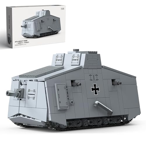 honchoes WW1 A7V Heavy Tank Building Sets German Army Military Vehicles Collectible Model for Adults Enthusiasts - 920PCS