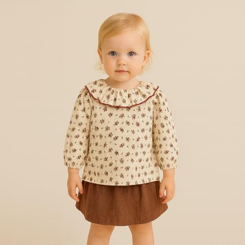 Baby Girl Floral Blouse Ruffle Collar Long Sleeve Top for 12M-6X2