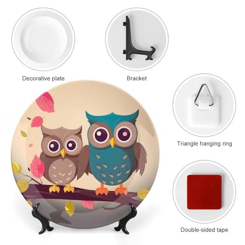 Plato decorativo Cute Owls de porcelana fina 6 pulgadas miniatura 3