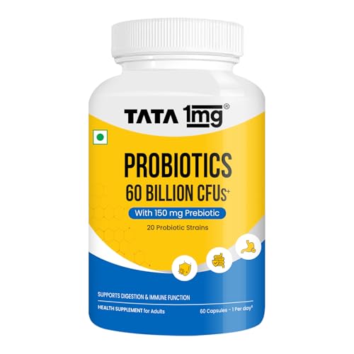 Tata 1mg Probiotics 60B CFU | 20 Probiotic Strains with 150 mg Pr...