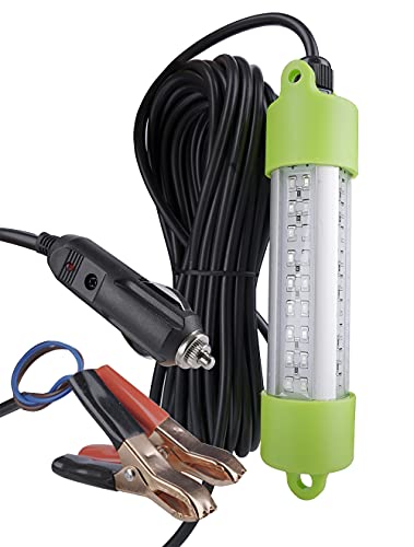 LYCAEA Made 12V 45W Underwater Fishing Lights Waterproof IP68 Green Night Lights for Crappie Submersible Shrimp Squid Portable Attracing Lights