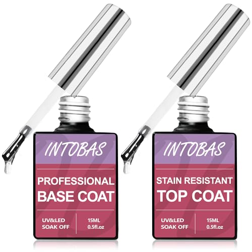 INTOBAS Base et Top Coat Vernis Semi Permanent 2*15ML, No...