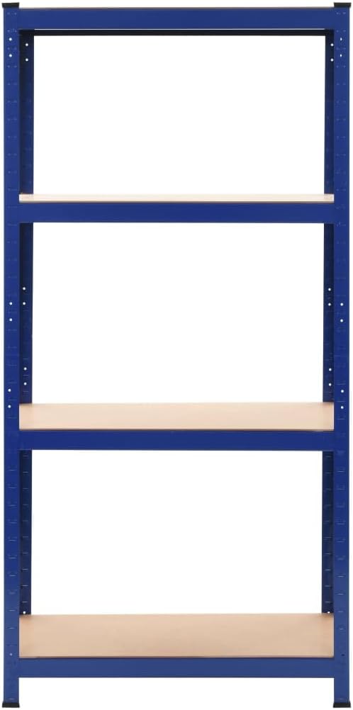 Heavy Duty Steel Shelving Units 2 Pack Blue 31.5"x15.7"x63" Storage Shelves with 4-Tier MDF Boards for Garage Kitchen Bathroom