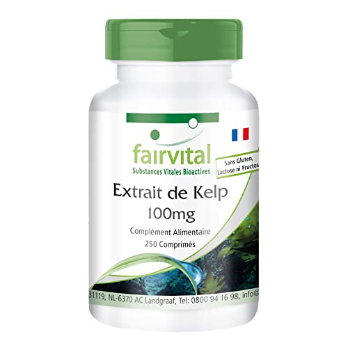 Fairvital | Extrait Varech 100mg avec de l'iode de 150mcg - boite de 8 mois - VEGANs - 250 comprimés - iode naturel