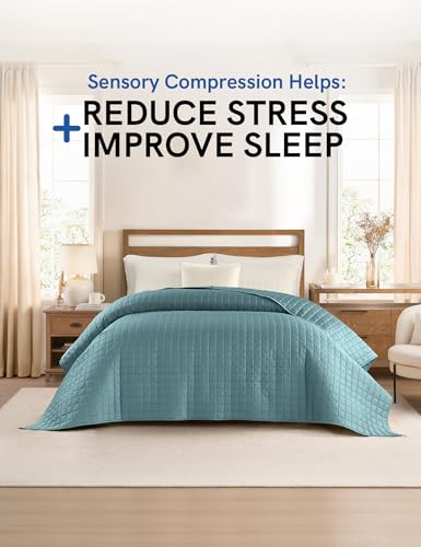Image of YnM King Size Cooling Weighted Blanket for Adults (88x104 Inches, 25 Pounds, Sea Grass), Perfect for Hot Sleepers with Cooling Rayon /Glass Beads, Heavy Bed Blanket for Couple on Queen or King Bed