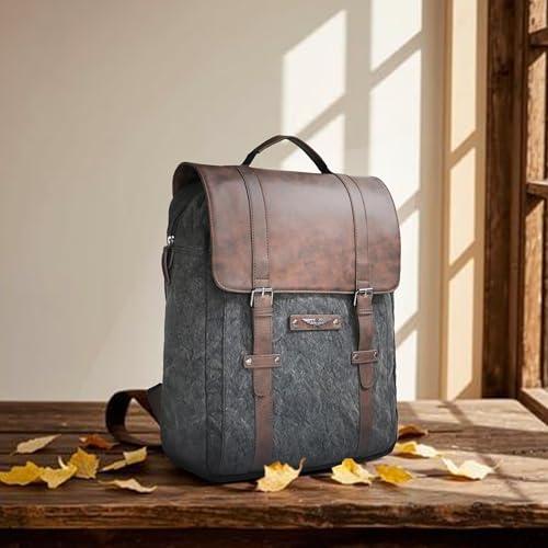 Image of Police Tendra Vegan Leather Laptop Backpack for Men & Women I Fits Up to 14 inch Laptop I Separate Laptop Compartment I Padded Shoulder Straps I Stylish & Durable Office /Travel Bag (Black /Brown)