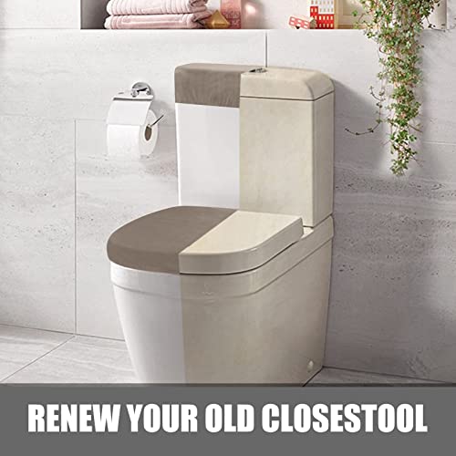 Stretch Velvet Toilettendeckelbezug und WC-Tankdeckelbezug, Badezimmer Super Soft Toilettendeckelbezug Set Luxus Samt Plüsch, mit elastischem Boden, Maschinenwäsche, Braun – Bild 8