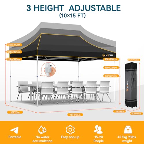 Image of Hoteel 10x15 Pop Up Canopy Tent, Heavy Duty with 4 Sidewalls, Commercial
