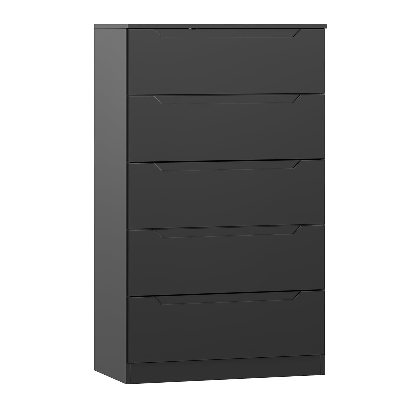 Winkalon Black 5 Drawer Dresser for Bedroom, 48" H Tall Modern Chest of Drawers, Wood Storage Dresser with Deep Drawers for Living Room Hallway