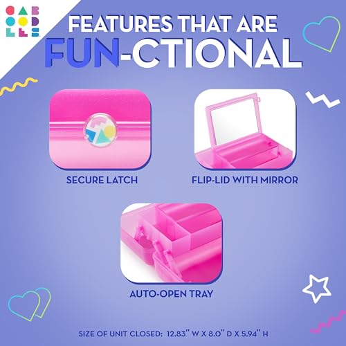 Image of Caboodles On-The-Go Girl Makeup Box, Two-Tone Lilac on Cobalt, Hard Plastic Makeup Organizer Box, Built-In Mirror, Secure Latch for Safe Travel, Spacious Storage for Large Items