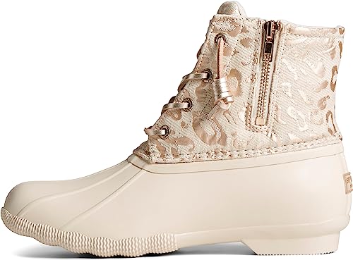 Sperry Women's Saltwater Seasonal Rain Boot, Ivory Leopard, 9.5