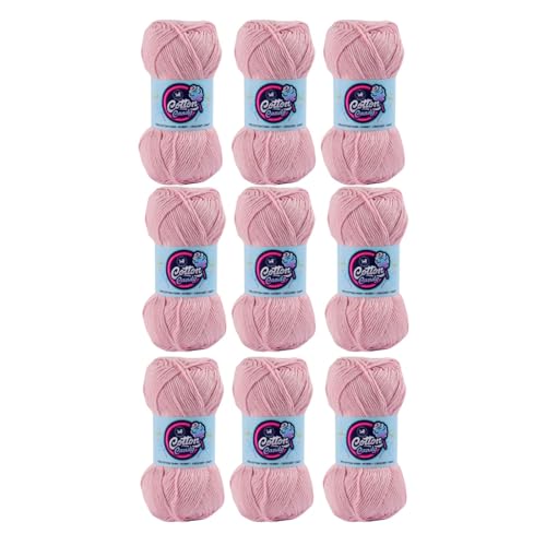 Image of NESTNHAVEN Cotton Candy 100% Cotton Yarn - (100g, 185 Meters) - Luxury Yarn for Crochet, Amigurumi, Embroidery, Toys, Garments, Flowers and Hobby, Projects. (Baby Pink) | (900 Gm)