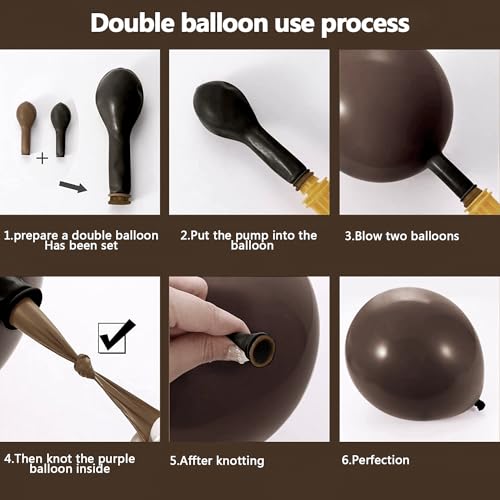 Image of Dark Brown Balloons Double Stuffed Balloon Garland Arch Kit Different Sizes 18 /12 /5In For Birthday Baby Shower Boho Neutral Luau Mocha Cofede Party Decorations