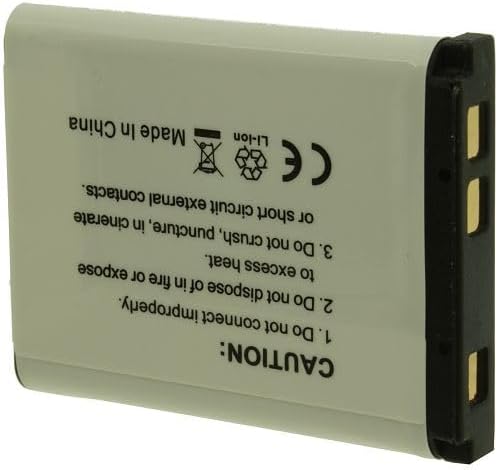 Back view of the Otech D028SN-13100208 battery showing caution text and disposal symbols.