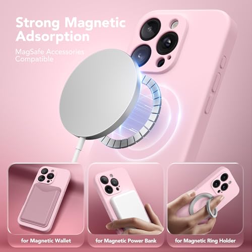 SuydanBox Magnetic for iPhone 16 Pro Max Case, Compatible with MagSafe, [Full Camera Protection][2 Screen Protectors] Silicone Shockproof Protective Phone Case for iPhone 16 Pro Max 6.9\", Chalk Pink-A - Thumbnail 2