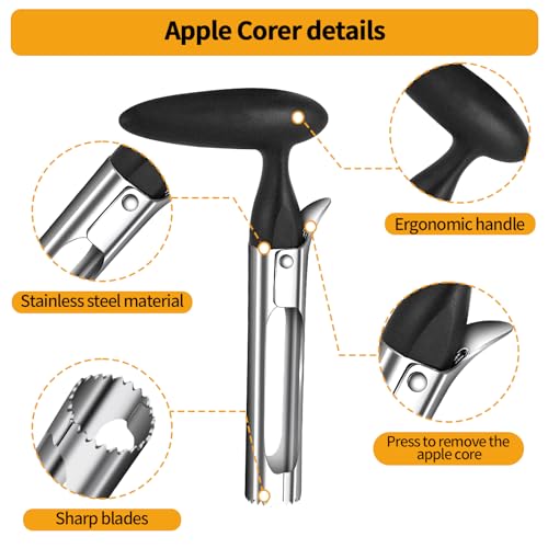 Pineapple Corer and Slicer, Stainless Steel Apple Pineapple cutter and corer Set, with Pineapple Slicer, Apple Corer and Fruit Cutter, Pineapple Apple corer tool kitchen