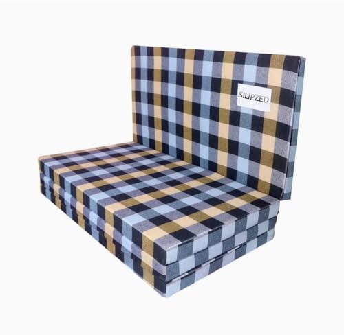 Image of Foldable Mattress, Cotton, Soft Foam, Portable Floor Sleeping Mat, Multicolour, 183x91x5 cm, for Single Bed, Travel, Outdoor Camping