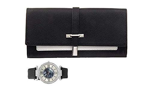 Ashley Princess Women's Essentials - Matching Women's Watch & Colorful 2 Layer Design Wallet Gift Set - ST10234 Black