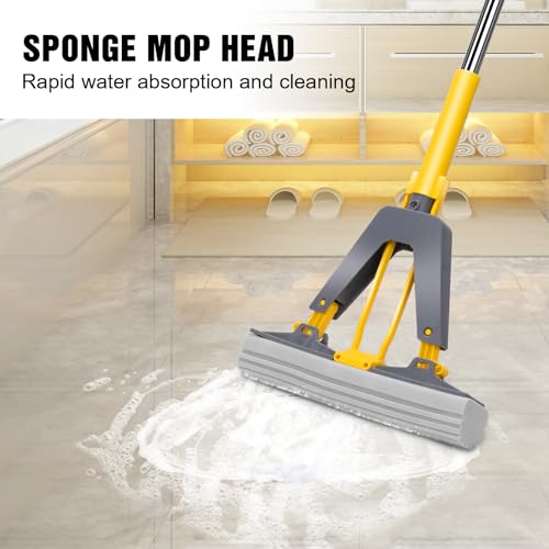 Nolopau Sponge Mop, Roller Sponge Mop, Self Squeeze Sponge Mop, Stainless Steel Handle With 3 Pva Absorbent Mop Head Refills, For Home Commercial Use Tile Floor Bathroom Garage Cleaning thumb #2