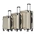 BEIBYE- 3er Kofferset Hartschalen-Koffer Reisekoffer Trolley Rollkoffer Set Reisekofferset (Champagner)