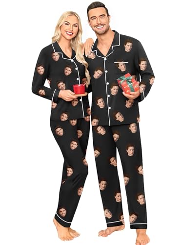 Personalized Pajamas Set with Photo, Custom Pajamas Button Down