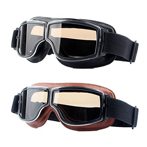 LJDJ Anti Fog Pilot Leather Goggles