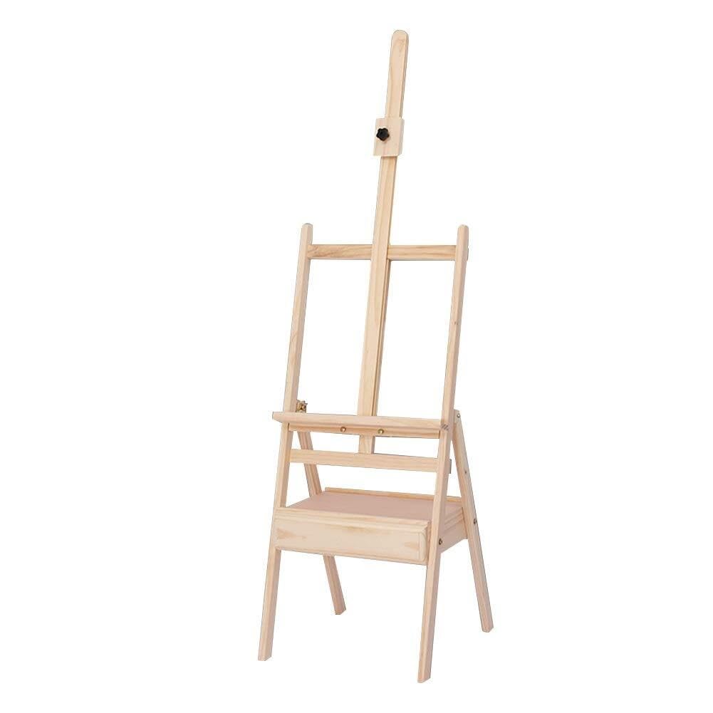 ASerZenith Wooden Easel With Storage Box & Shelf – Adjustable Artist Stand For Painting, Sketching & Atelier Use – Windproof & Durable,Pine Color-Easel
