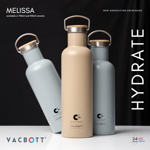 Image of Clay Craft Vacbott Melissa Classic Double Walled 18 Hours Hot and 24 Hours Cold Vacuum Insulated Flask 860 ml, 2 Pcs Bottles for Travelling|BPA-Free|Leak Proof|BIS Certified|1Year Limited Warranty