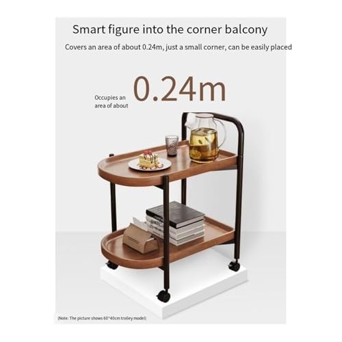 Table basse et desserte roulante en noyer avec table d'appoint amovible - 4