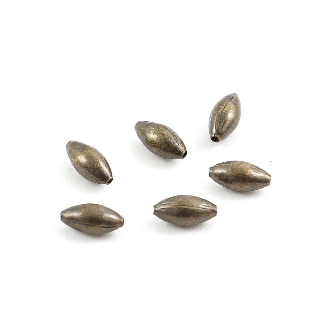 1000 unidades de espaciador de arroz ovalado liso 6 mm pequeñas cuentas de metal bronce antiguo (agujero ~ 0,8 mm) para joyería artesanía CF121