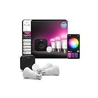 Philips Hue Starter Kit, con Bridge Pro, Smart button e 3 lampadine smart A60 E27, Lampadine...