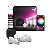 Philips Hue Starter Kit, con Bridge Pro, Smart button e 3 lampadine smart A60 E27, Lampadine...