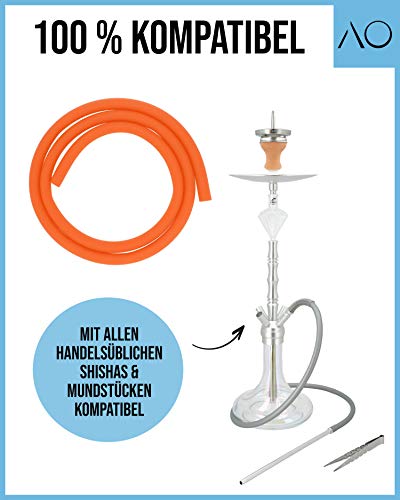 AO® Shisha Schlauch - Silikonschlauch Matt In Orange - 150 cm Länge - Passend Für Alle Shisha Adapter & Shisha… – Bild 4