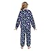 HXshaoye Fashion Navy Blue Seagull Boat Coconut Plush Pjama Set 2 PCS Pjs Set Sleepwear Long Sleeve Top with Bottom para