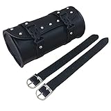 LIOOBO Satteltasche Rund Universal PU Kunstleder Wasserdicht Motorrad Werkzeugtaschen Retro Motorrad Tasche