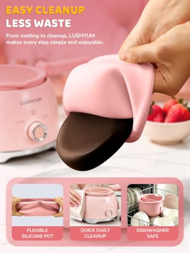 Image of LUSHYUM Electric Chocolate Melting Pot with 2 Insert Pots, 4-Cup Chocolate | Even Heating & Fast Melting, BPA-Free Silicone, Easy Clean, Less Waste, Ideal for Chocolate & Candy Melts, Parties & Fondue