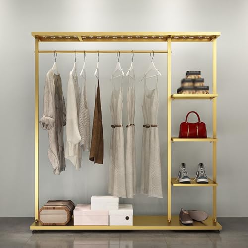 Porte-vêtements robuste en or au design minimaliste chic pour dressing