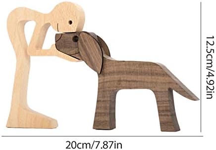 kaikki Family Puppy Wooden Carving Ornaments, Always Be with Me Pet Dog Family Woodcarving Decorations Crafts Home Office Desktop Men Women Boys And Girls Old People Creative Gifts