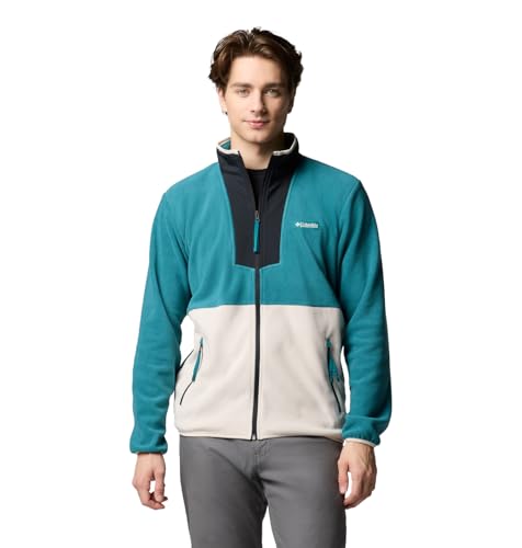 Columbia Men's Sequoia Grove Full Zip Fleece Jacket, River Blue/Dark Stone/Black, X-Large