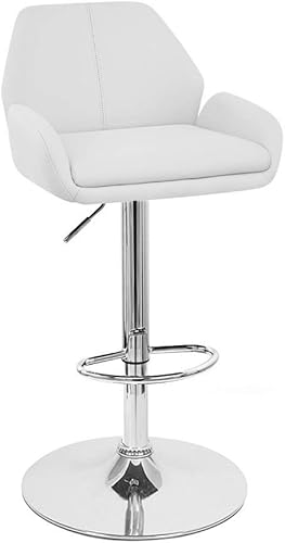 Miniatura 12 de Tesla - Taburete de bar/mostrador de altura ajustable contemporáneo, de cuero, base cromada/reposapiés (espresso) Negro -,Espresso,Blanco