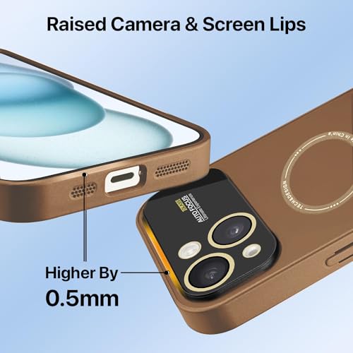 Image of Vaku Luxos Premium Silicon Polarized Back Cover for iPhone 15 Plus Texture Full Lens Protection Silicon Case Scratch Resistant Slim Thin Military-Grade Protection - Brown