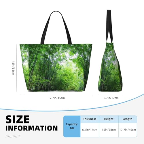 Nature Scenery Bamboo Forest Trail Beach Bag Women Tote Bag Pool Bag With Zipper For Gym Grocery Travel With Wet Pocket3
