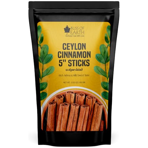 Bliss of Earth Ceylon Cinnamon Sticks 100g | Organic True Dalchini for Tea & Cooking | Low Coumarin Premium Quality for Daily Wellness & Detox Drinks