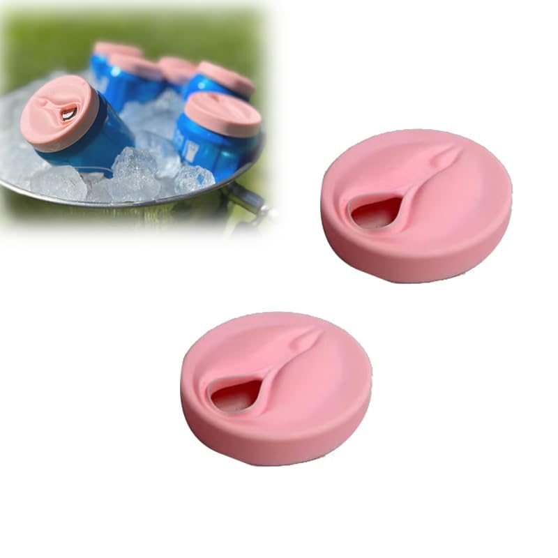 Vagina Shaped Soda Can Cover, Spoof Silicone Soda Can Lids, Can Covers for Soda Fits Standard Canned Beverage, Novelty Funny Gift for Women Man, Bachelor Party Novelty Gifts (2pcs Pink, 3.15in)
