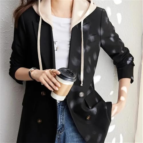 Women's Hooded Blazer Coat Business Casual Long Sleeve Thin Suit Jackets with Pockets3