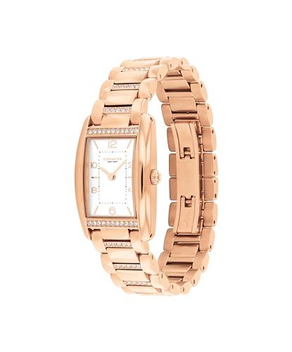 Image of Coach Reese Women's Watch - 2H Quartz Tank Watch with Crystal-Set Link Bracelet - Water Resistant 3 ATM /30 Meters - Gift for Her - Premium Fashion Timepiece for Every Occasion - 24mm
