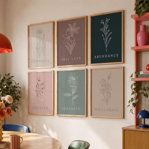 Image of kotart - Floral Painting for Living Room Bedroom Office Room Decor - Premium Digital Paintings with Frame for Home Decoration - Painting for Wall Decoration - (Pack of 6 Multicolor) (19X25 inch, D)