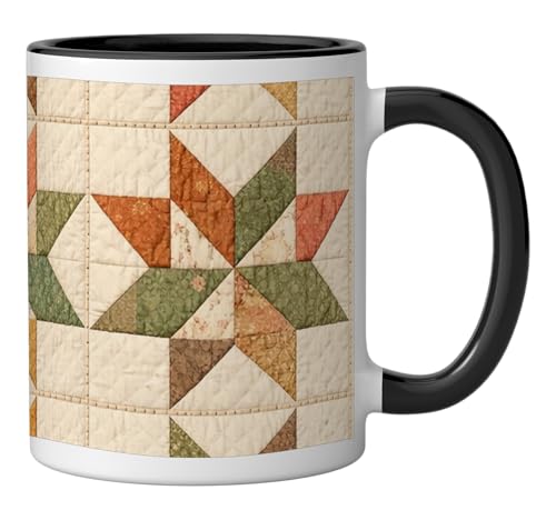 Taza de cerámica para quilting 11 onzas negro/blanco miniatura 2